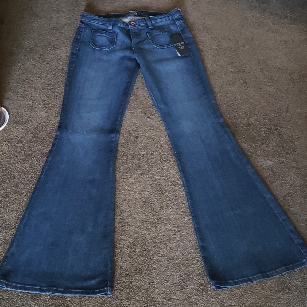 Guess bell bottom blue jeans